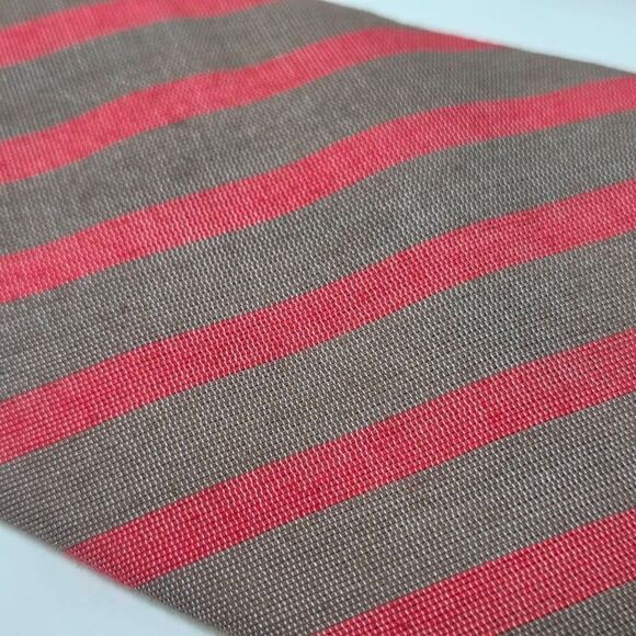 DIMITRI VINTAGE COTTON TIE TAN PINK STRIPE TEXTURED 3" X 55" - Picture 2 of 4